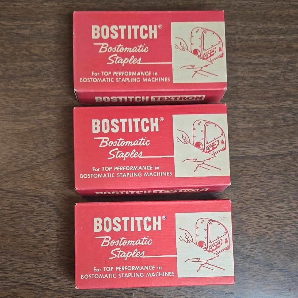 Bostitch Bostomatic Staples‎ 3 Boxes Vintage